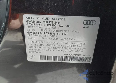 2014 Audi Q5 2.0T Premium z USA, uszkodzony, nr VIN WA1LFAFP2EA014533